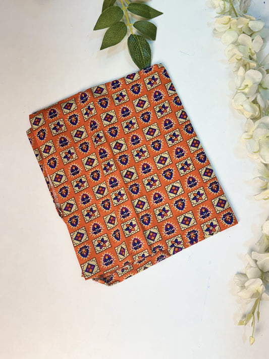 Orange Printed Cotton Blouse
