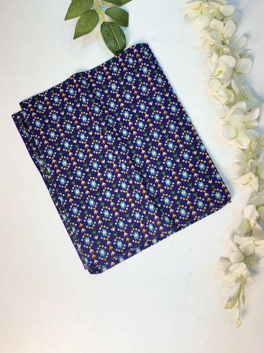 Navy Blue Printed Cotton Blouse