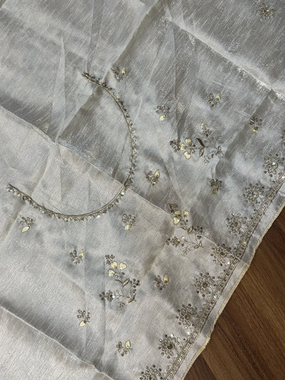 Silver White Hand Work Blouse