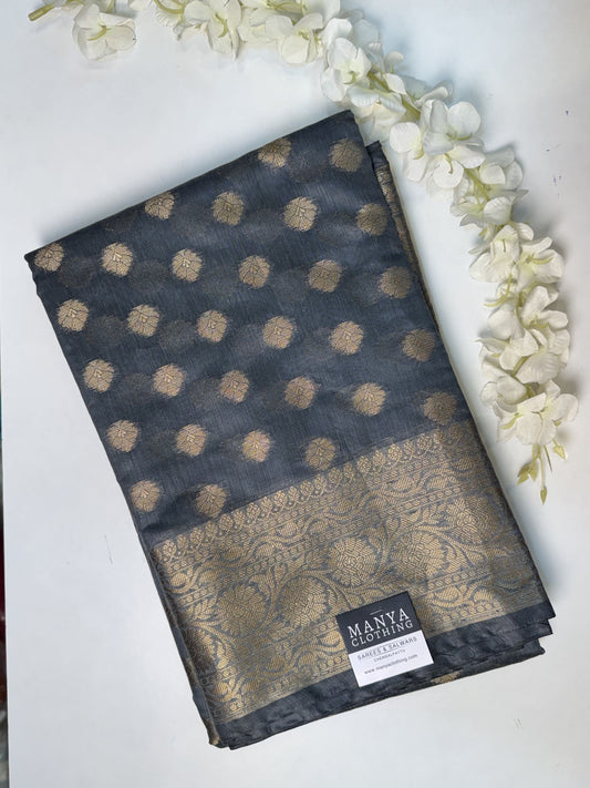 Black Banarasi Silk Cotton Saree.