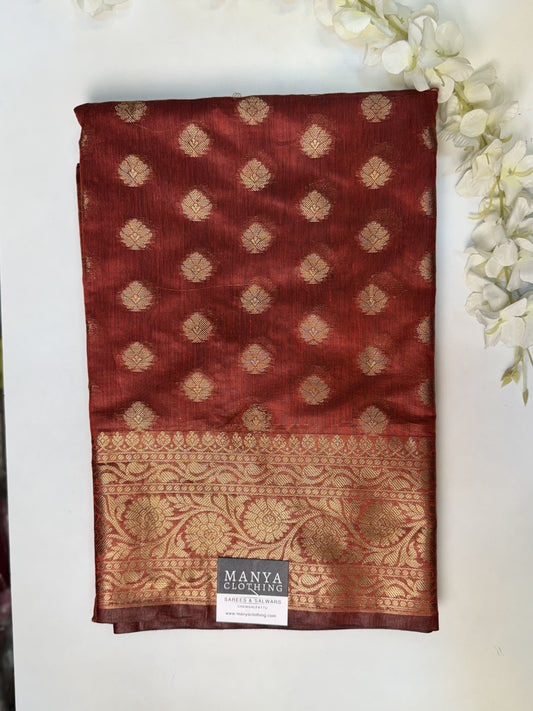 Tan Banarasi Silk Cotton Saree.