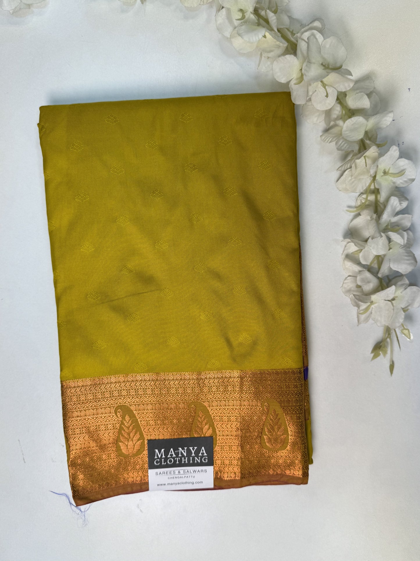 Mehendi green Semi Silk Saree.