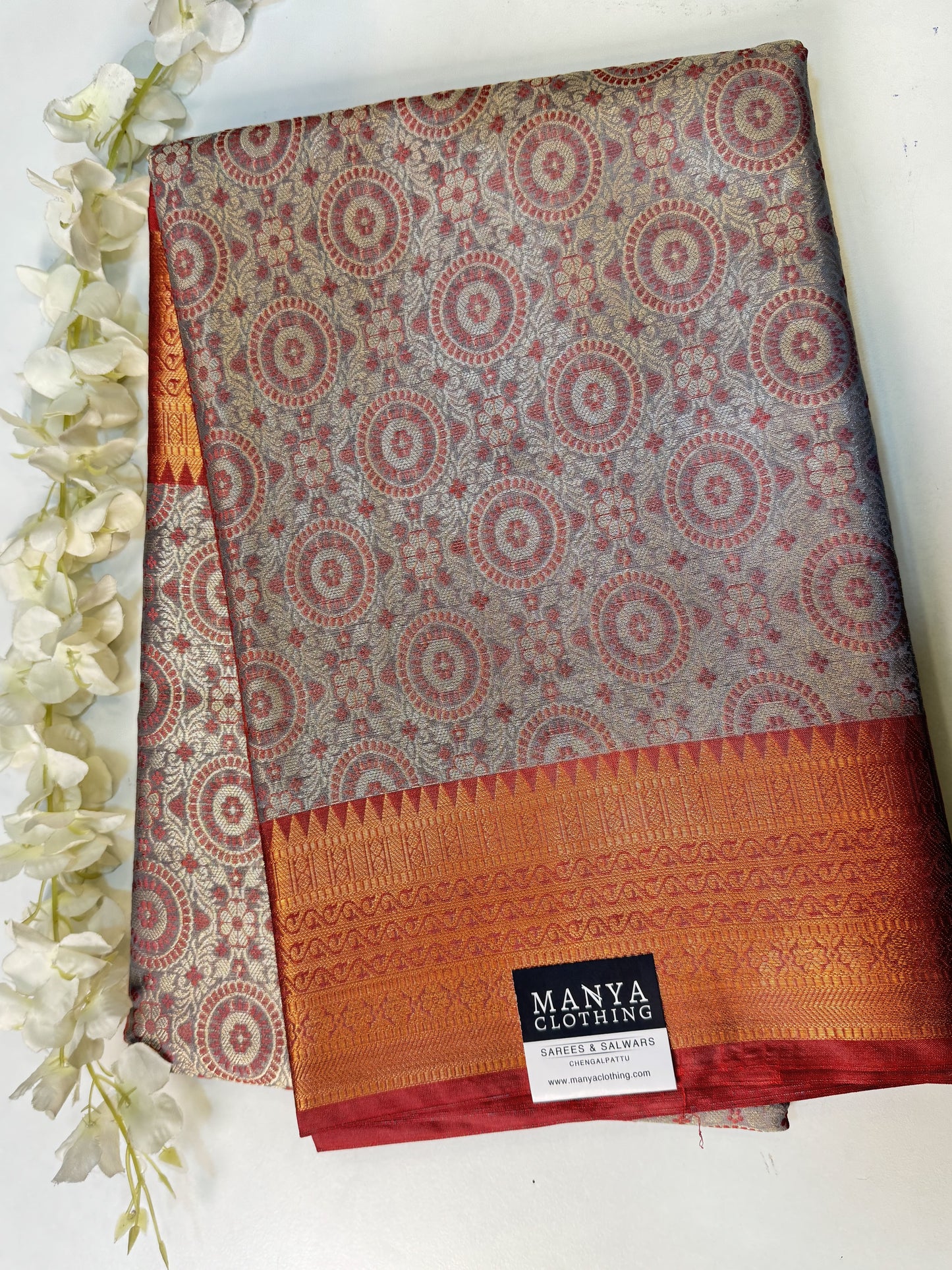 Grey Semi Kathan Saree