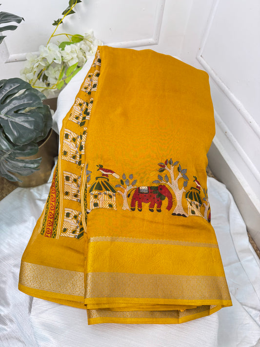 Yellow Georgette Saree