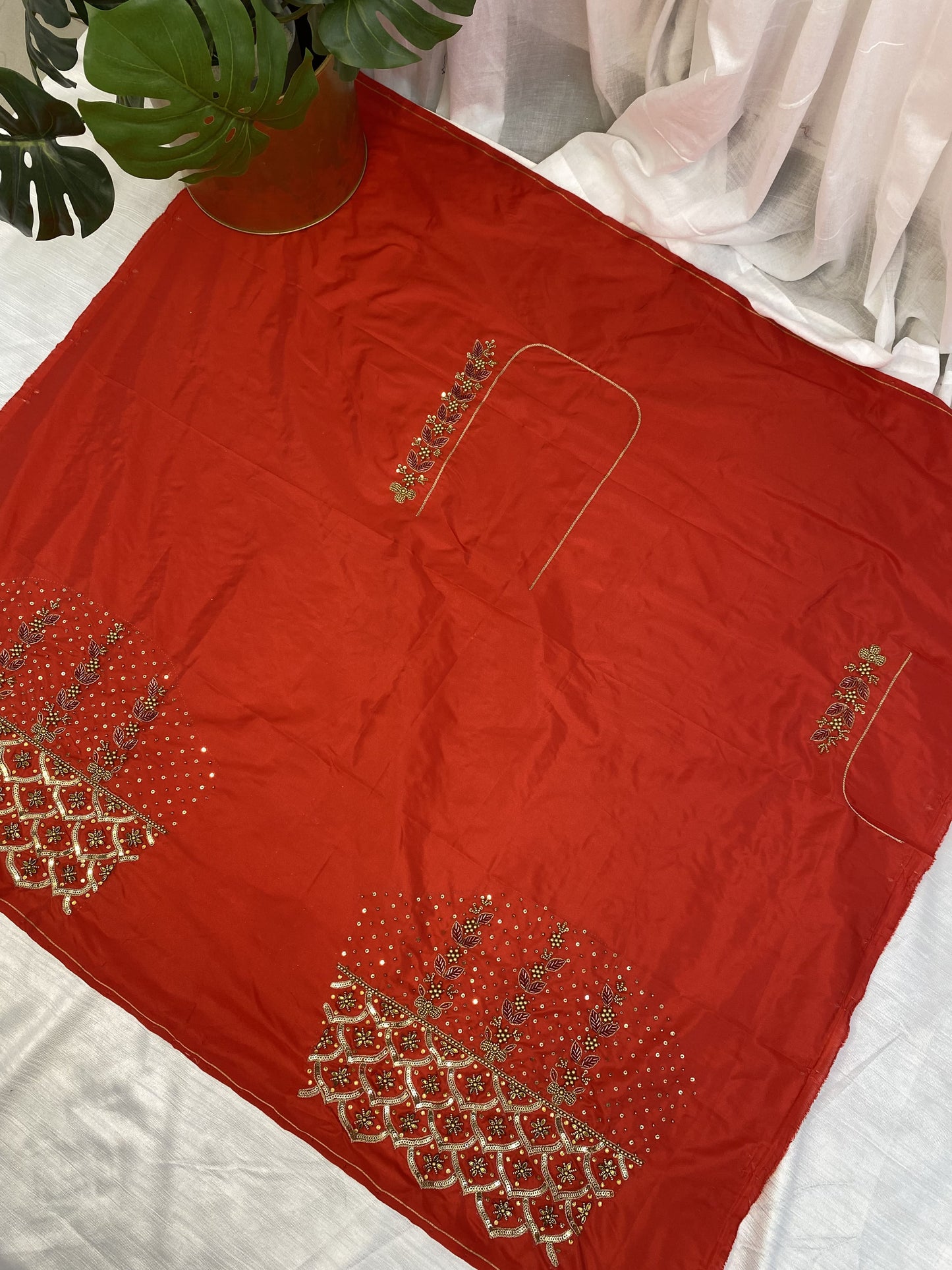 Red Hand Work Blouse