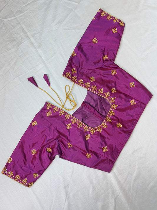 Purple Ready to Wear Hand Work Blouse