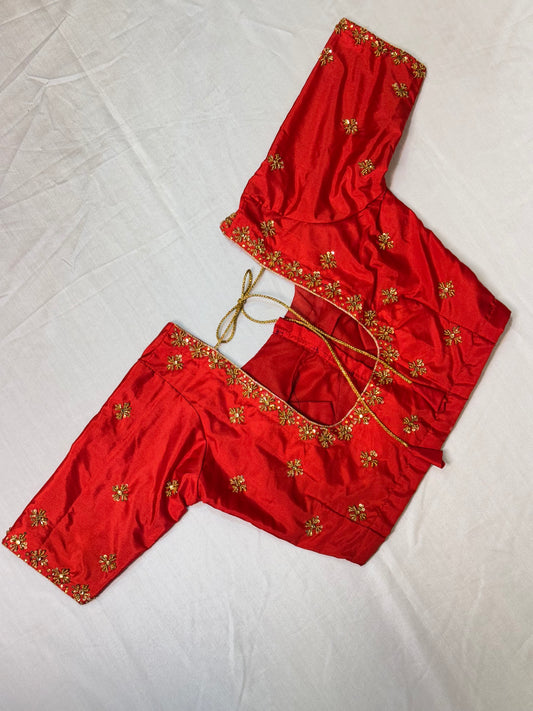 Red Ready to Wear Hand Work Blouse