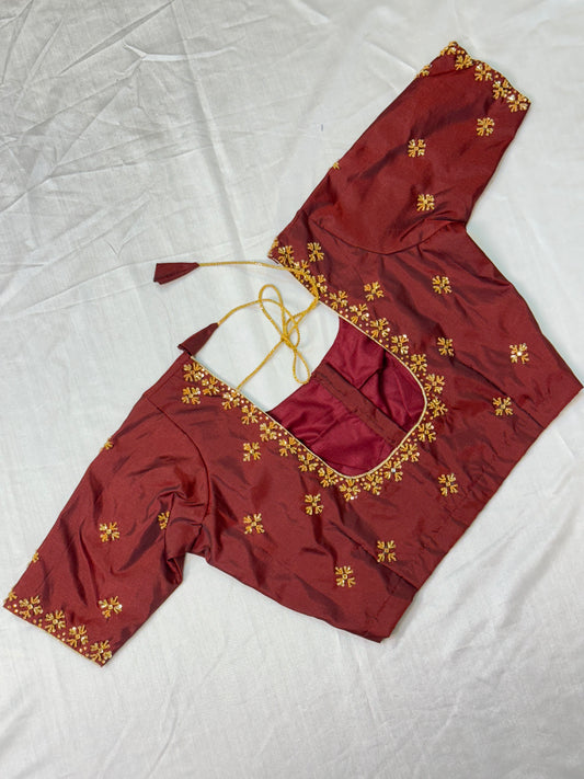 Maroon Ready to Wear Hand Work Blouse