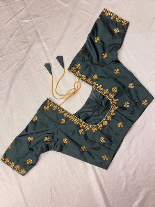 Green Ready to Wear Hand Work Blouse