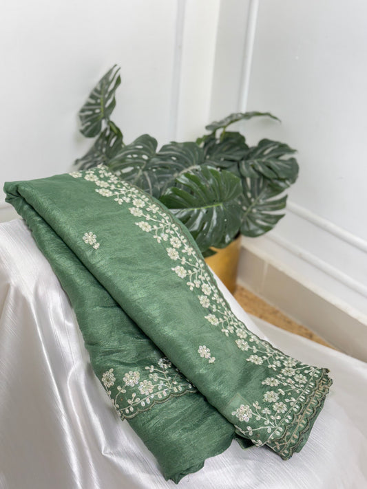 Pastel Green Designer Saree