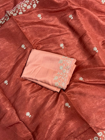 Burnt Terracotta Designer Saree