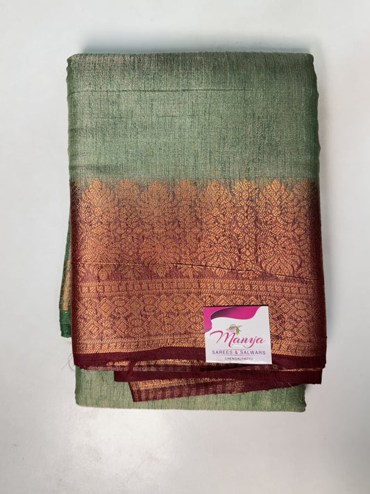 Pastel Green with Red Tissue Saree