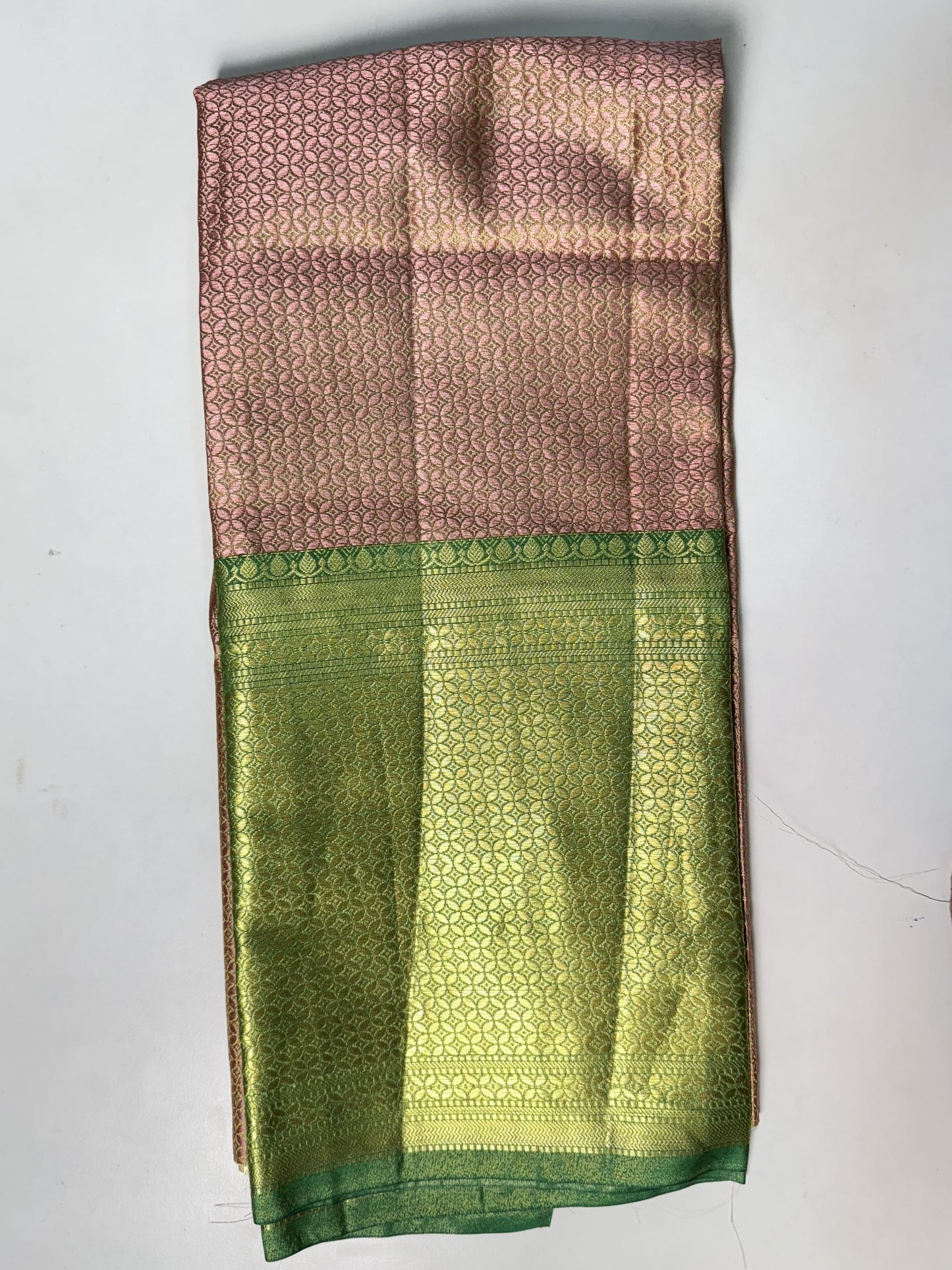 Peach with Green Banarasi Silk Blouse