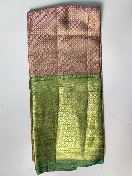 Peach with Green Banarasi Silk Blouse
