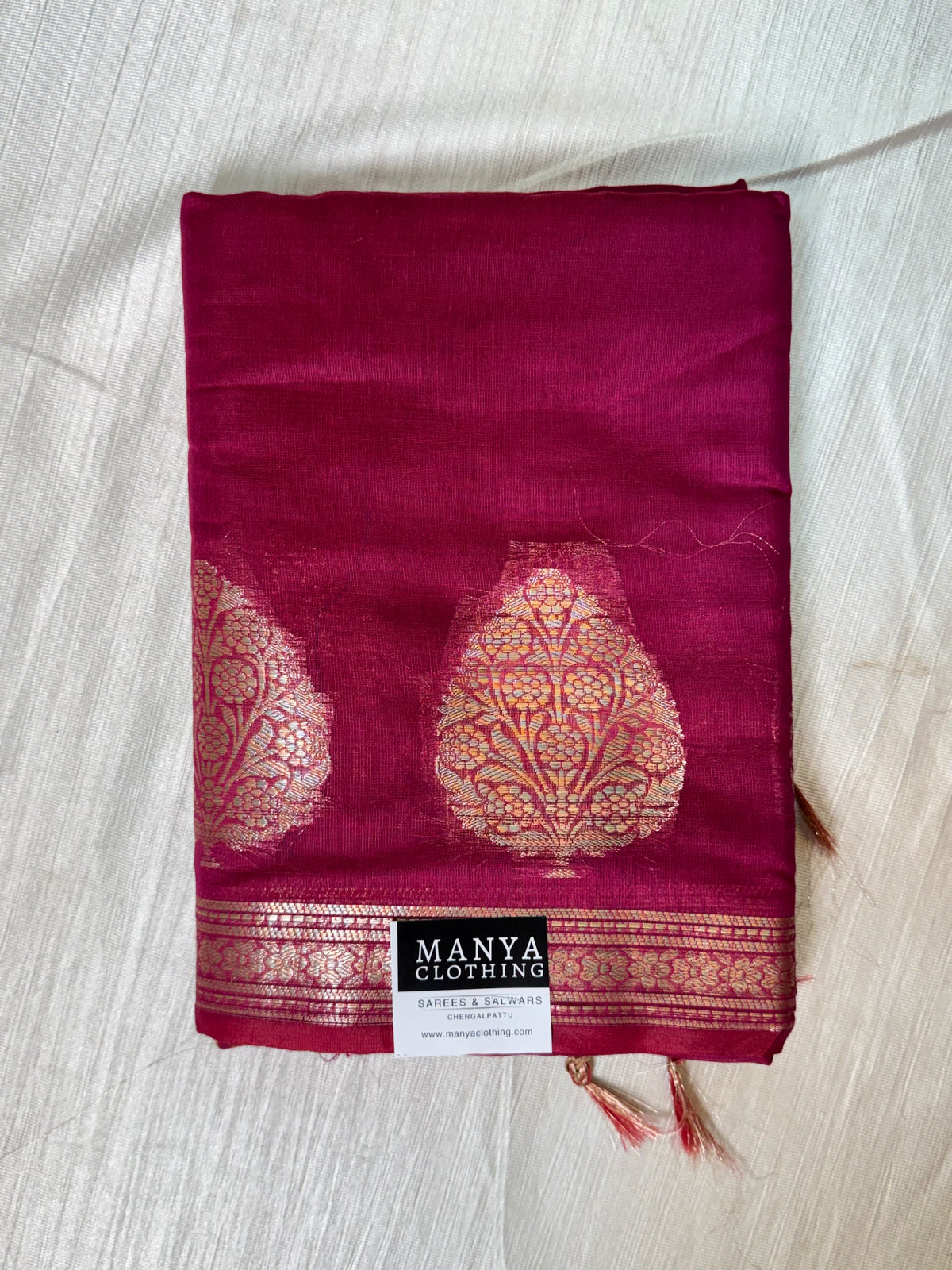 Pinkish Red silk cotton saree