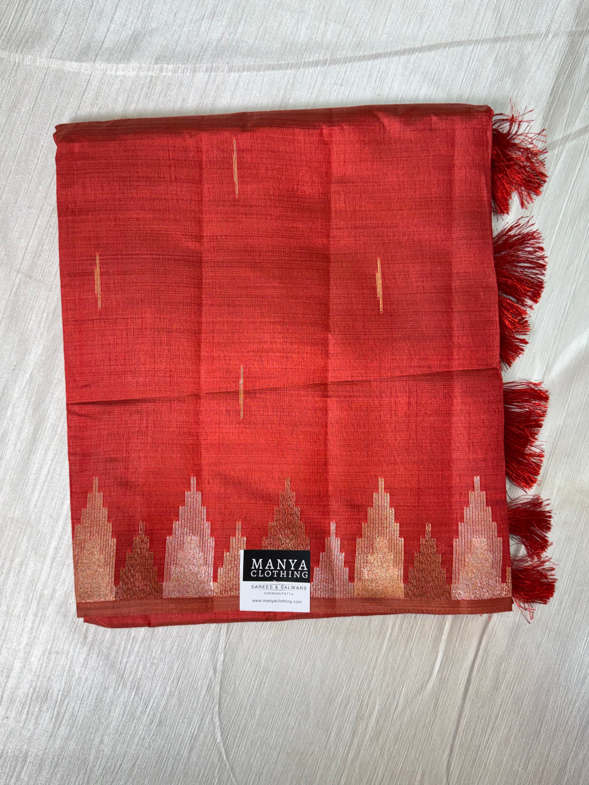 Red Semi Tussar Saree