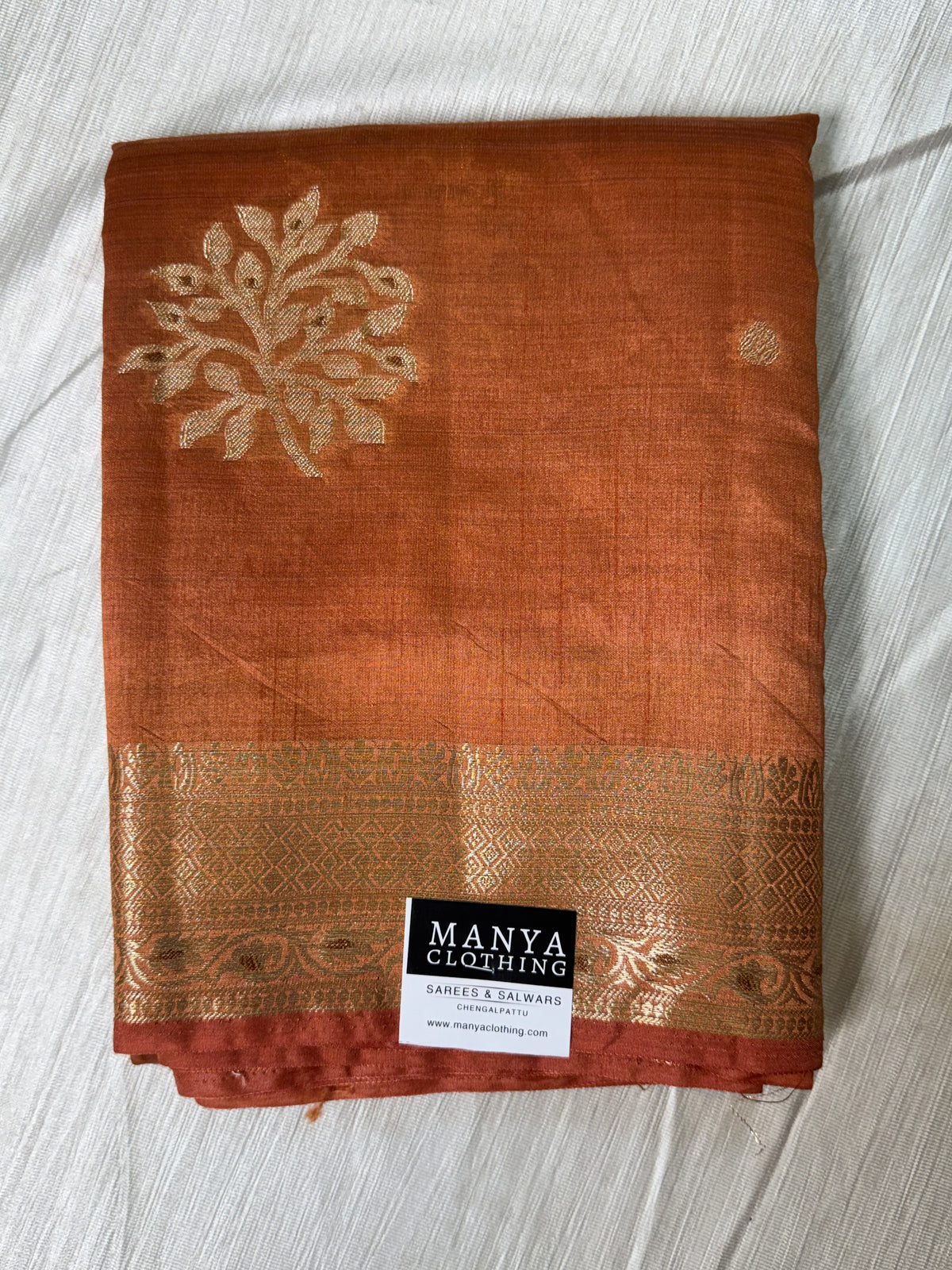 Orange Semi Tussar Saree