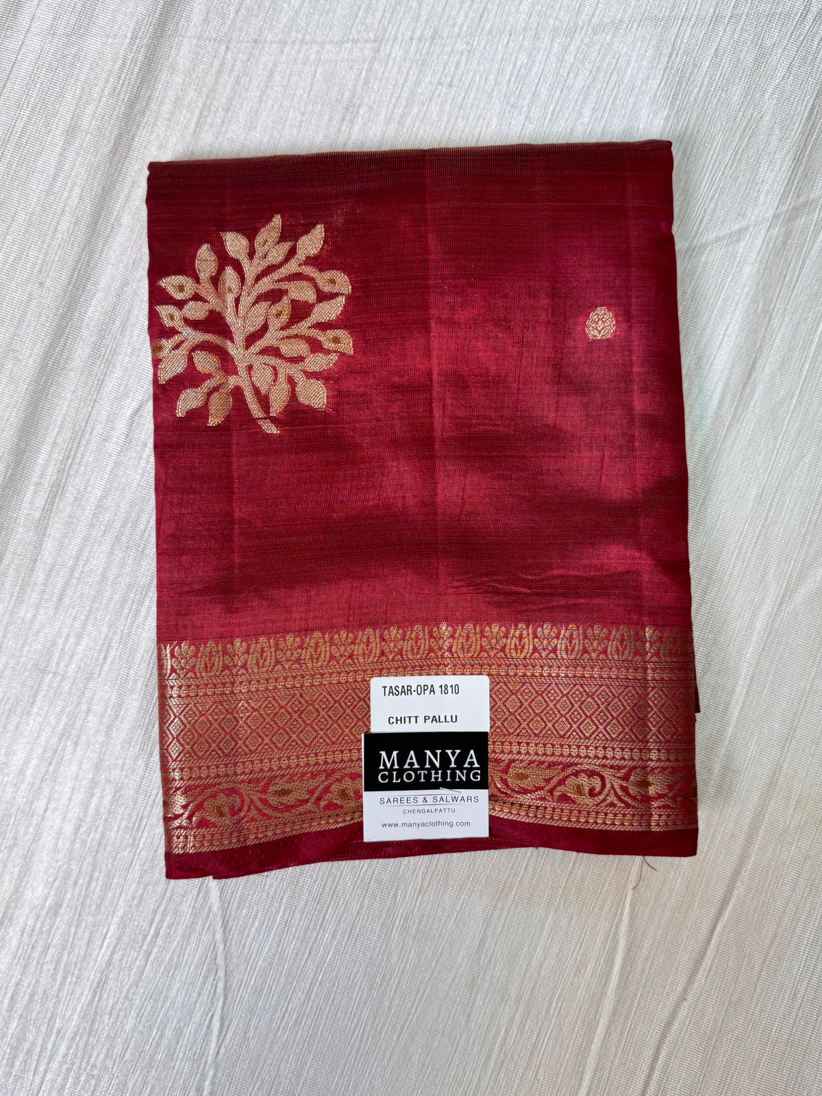 Reddish Pink Semi Tussar Saree