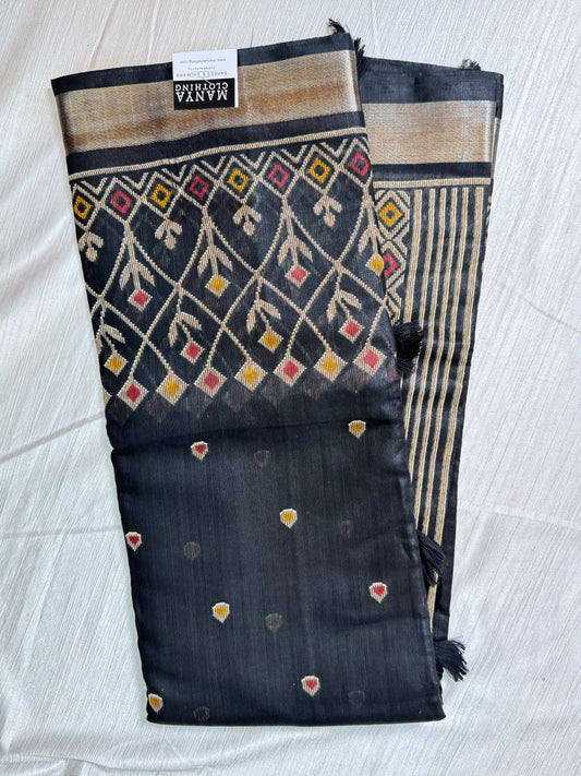 Black Linen Cotton Saree
