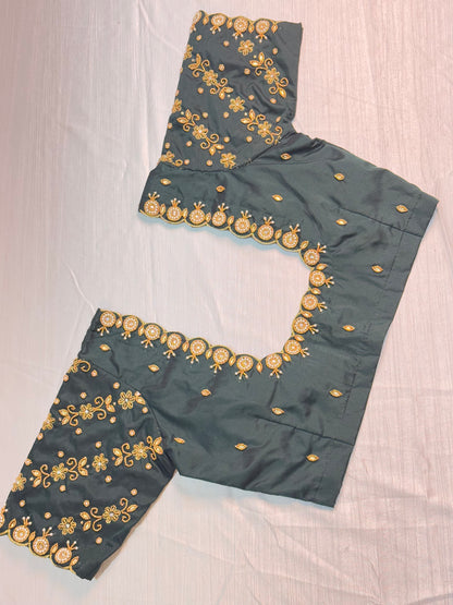 Dark Green Ready to Wear Hand Work Blouse