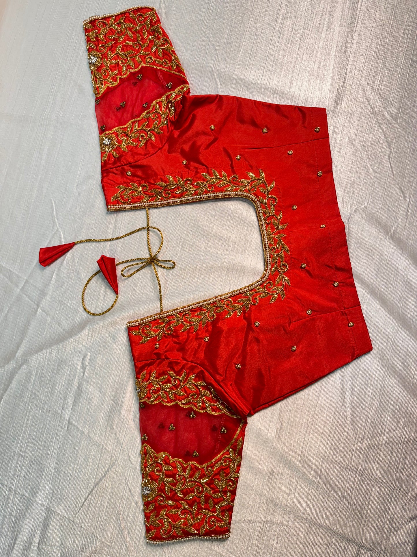 Red Ready to Wear Hand Work Blouse
