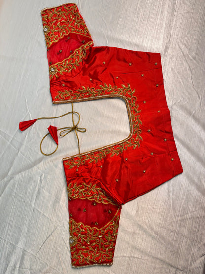 Red Ready to Wear Hand Work Blouse
