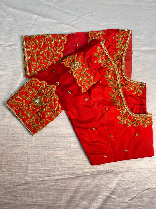 Red Ready to Wear Hand Work Blouse
