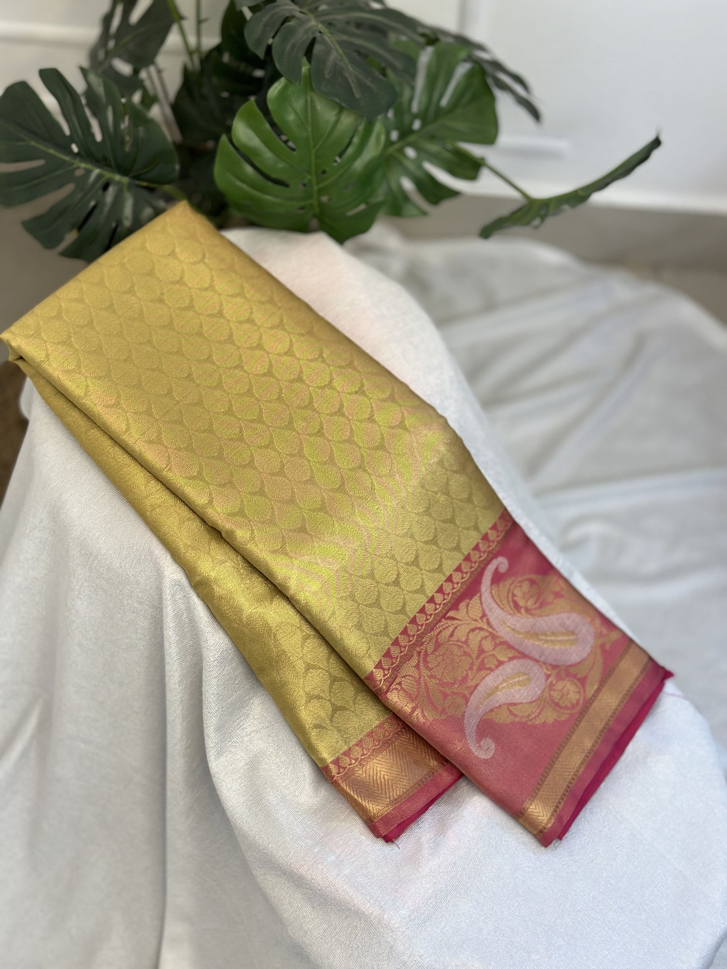 Golden pink Tissue Saree