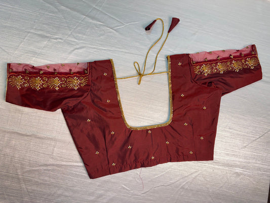 Maroon Ready to Wear Hand Work Blouse