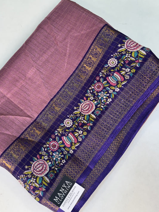 Onion Pink with Royal Blue Mashmallow Saree
