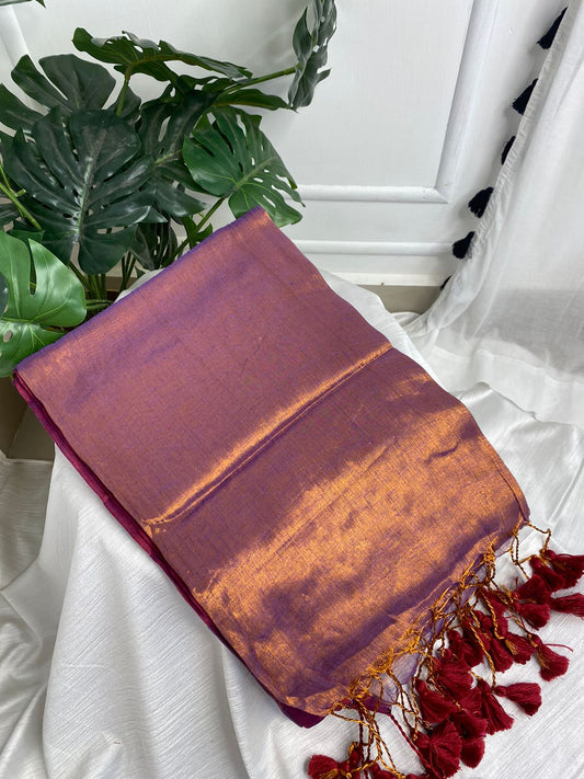 Light Purple Plain Khadi Tissue Saree