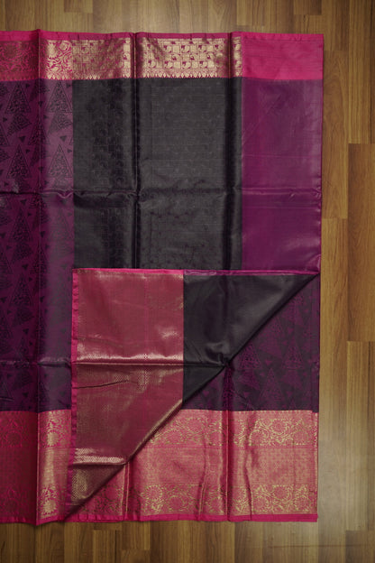 Purple & Pink Big Border Kora Muslin Saree