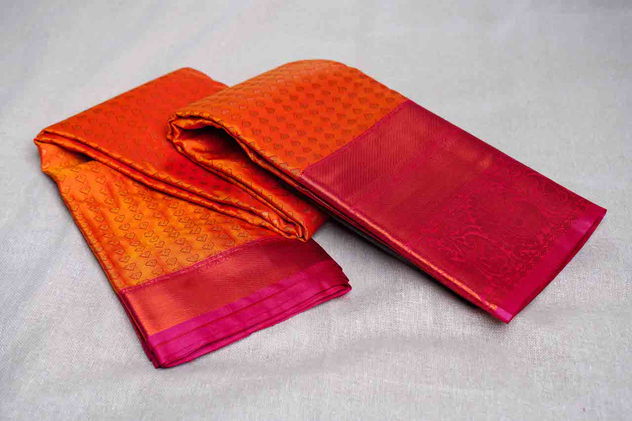 Saffron & Pink Semi Silk Saree