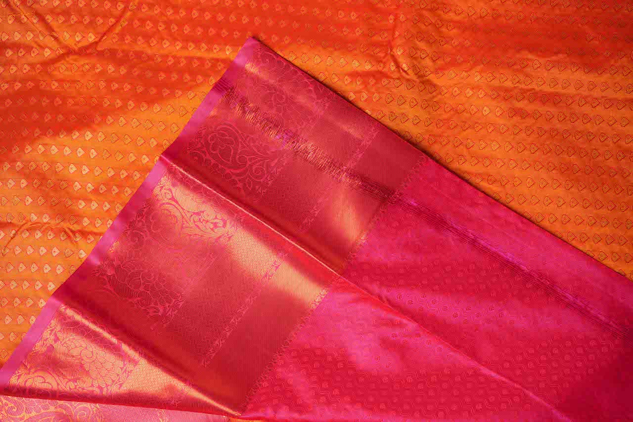 Saffron & Pink Semi Silk Saree