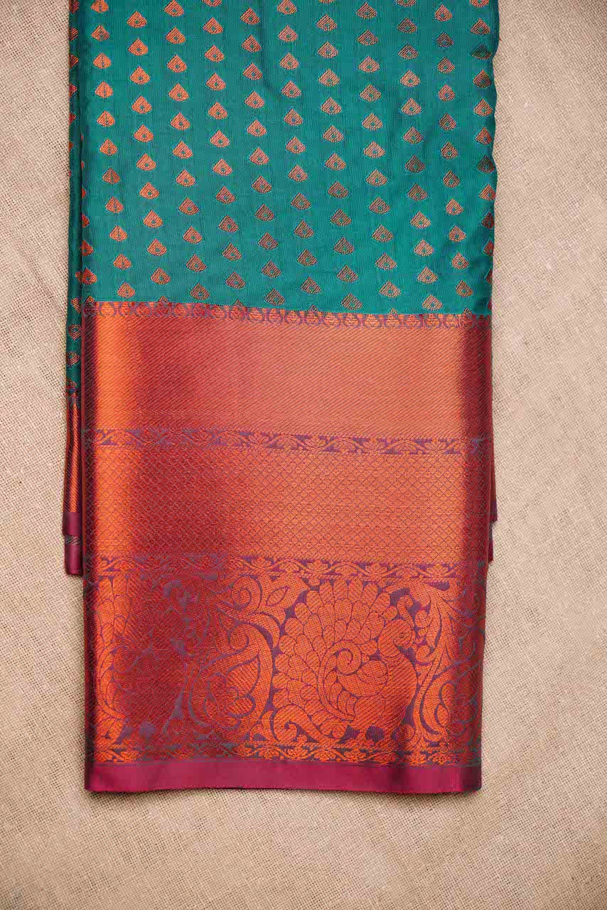 Rama Green & Pink Semi Silk Saree