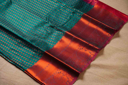 Rama Green & Pink Semi Silk Saree