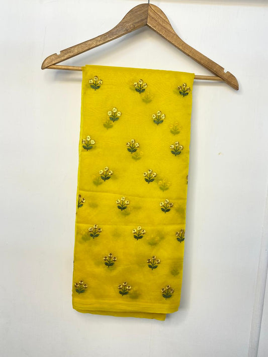 Yellow Organza Saree