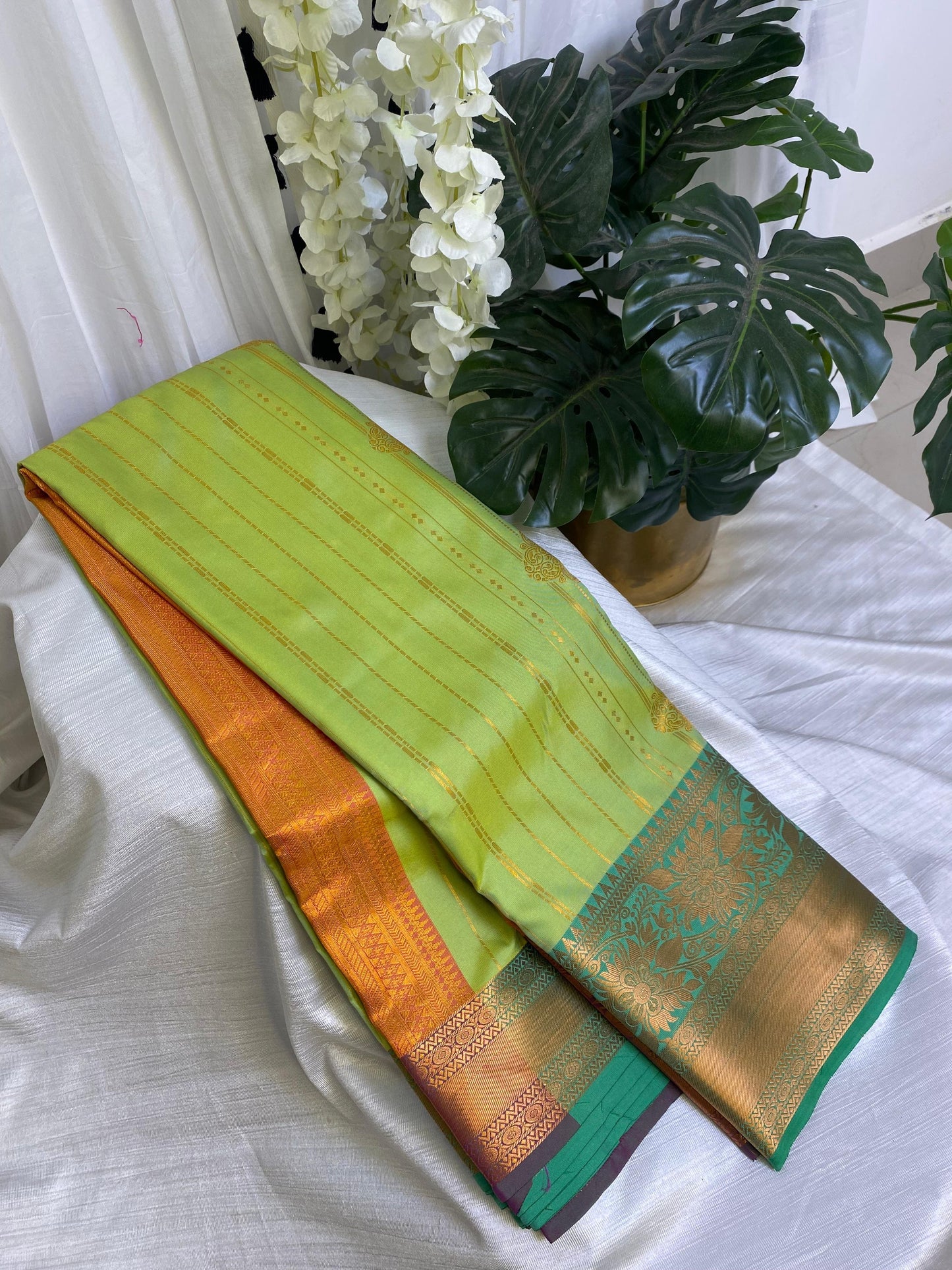 Neon Green Semi Silk Saree