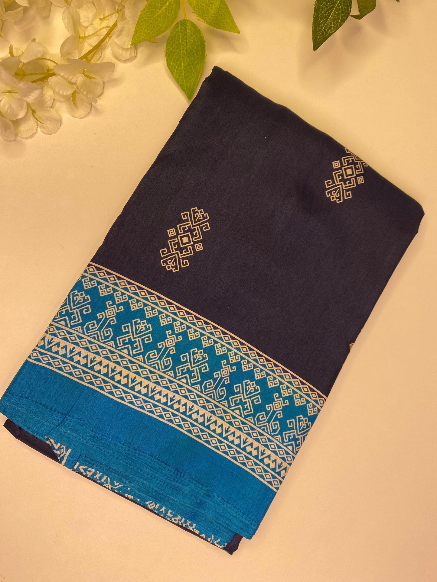 Navi Blue Makhan Silk Saree