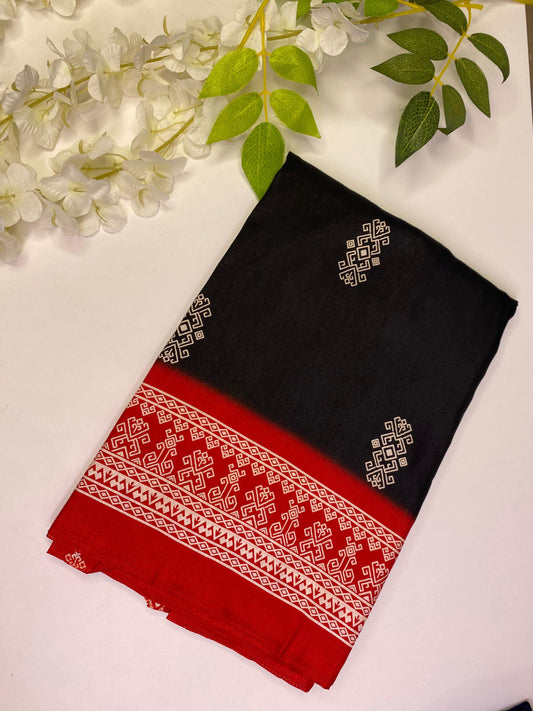 Black Makhan Silk Saree