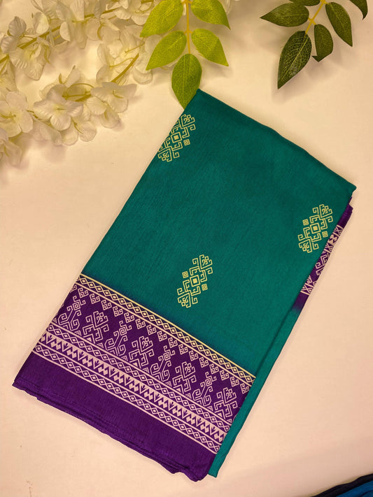 Rama green Makhan Silk Saree