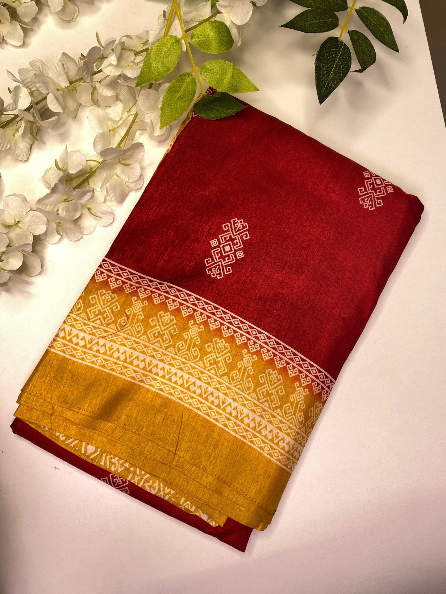 Red Makhan Silk Saree