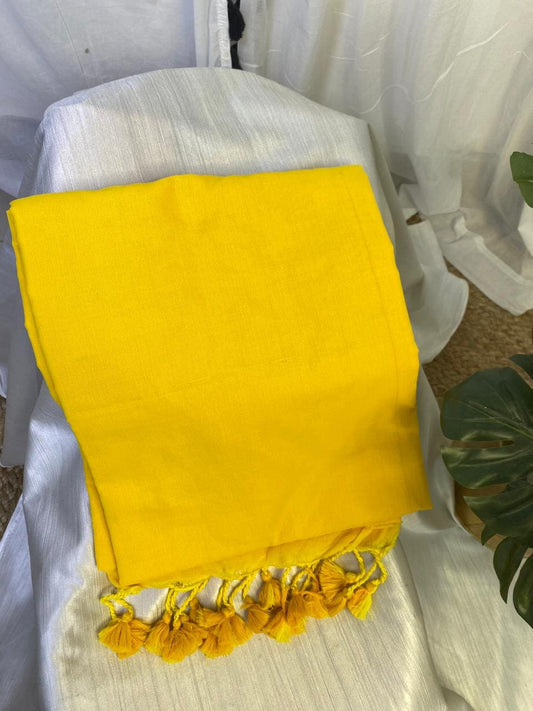 Yellow Plain Kaadhi Sico Saree