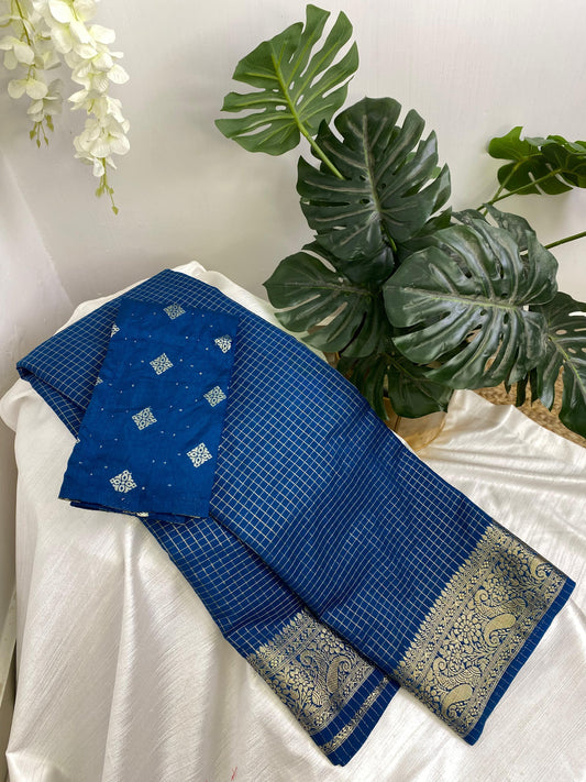 Peacock Blue Georgette Saree