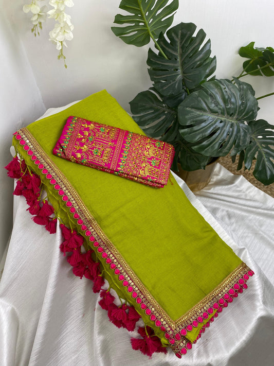 Light Green Mul Cotton Saree