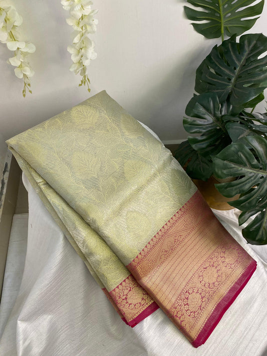 Golden Pink Tissue Saree