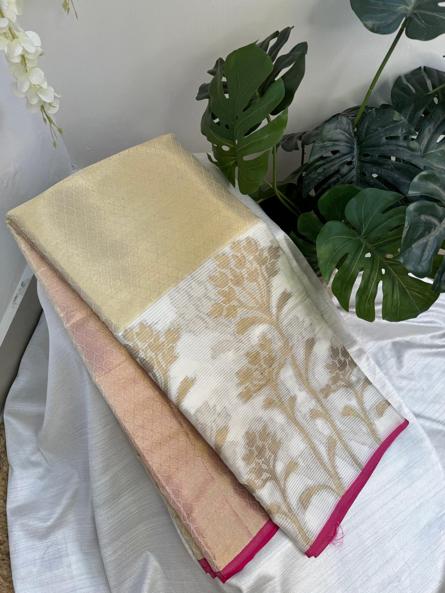 Half White Tissue Saree