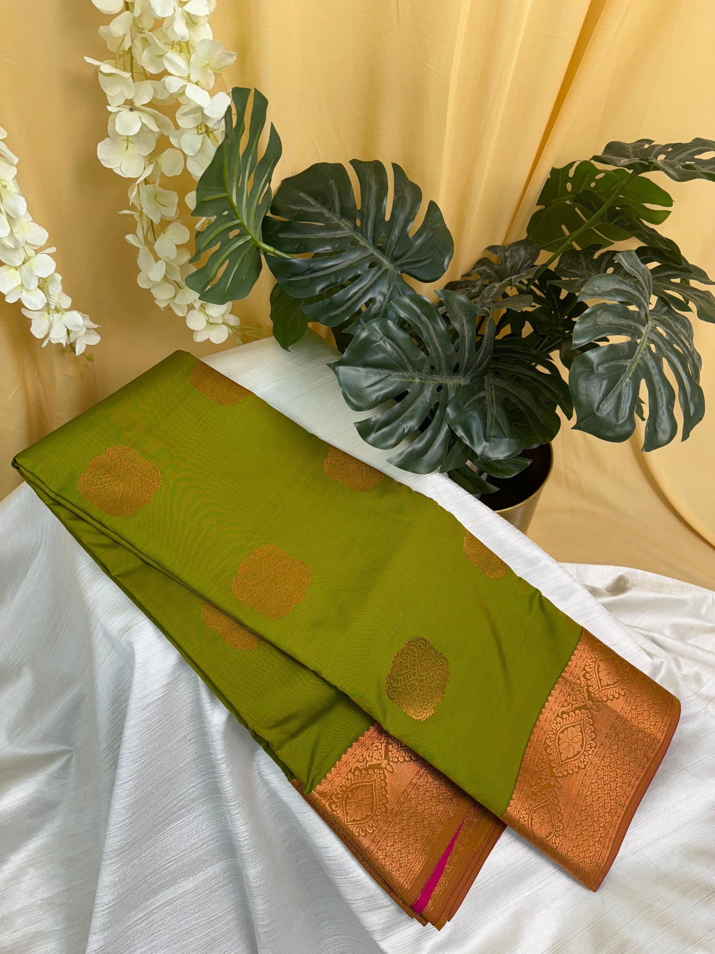 Mehendi Green Semi Silk Saree