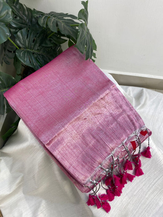 Light Pink Plain Tissue Saree