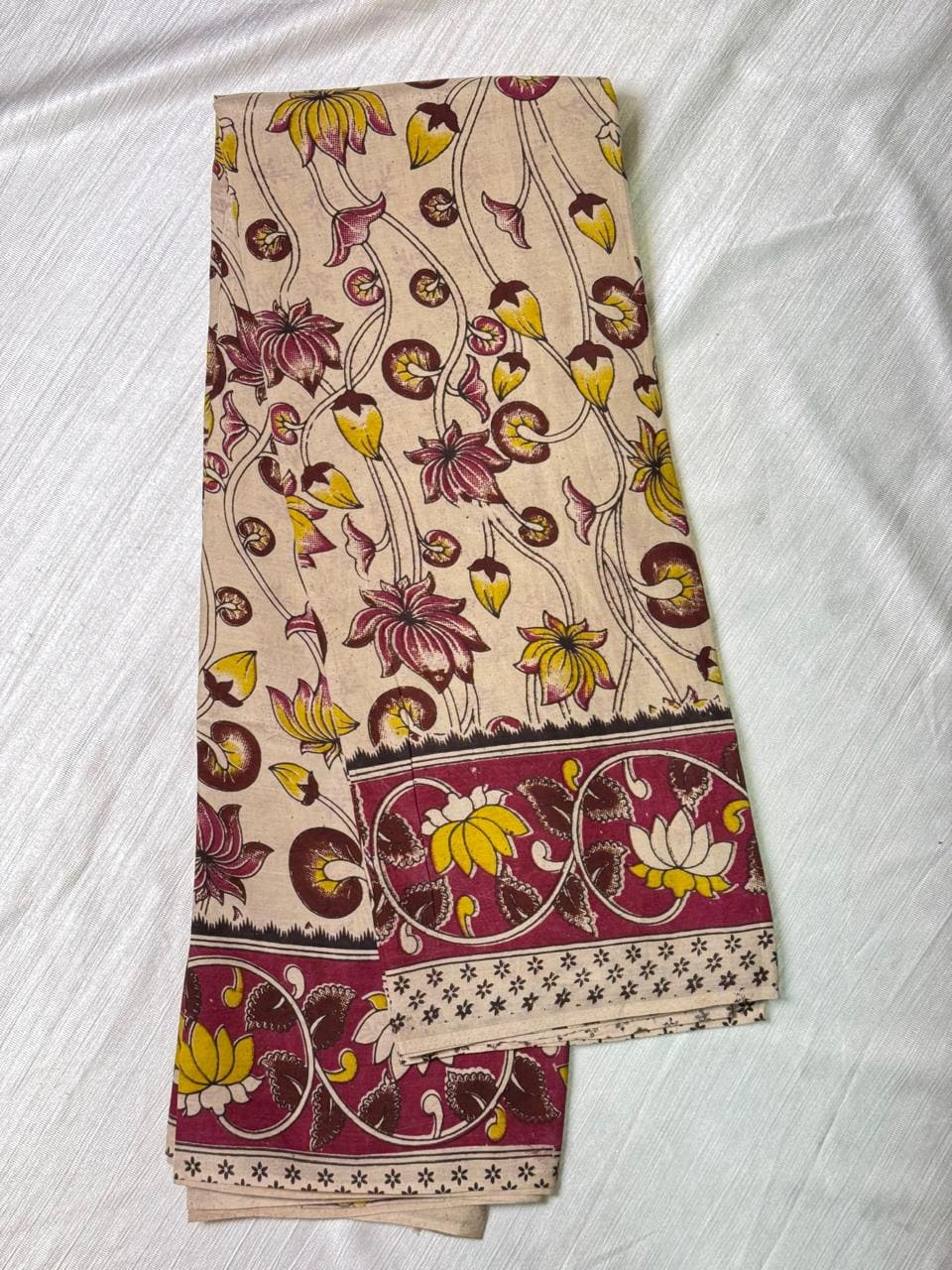 Halfwhite Kalamkari Silk Saree